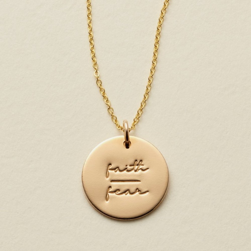 Faith | Fear Spiritual Peace Mantra Charm Necklace